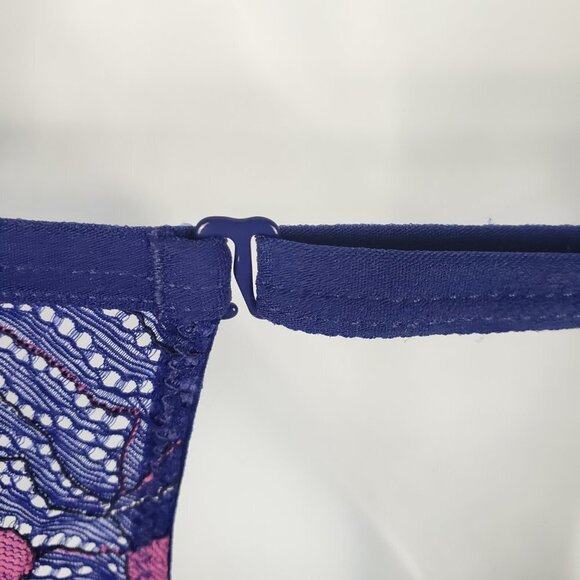 LoveHoney Set Halter Underwire Bra & Garter Purple Pink Floral OS One Size - Picture 4 of 8